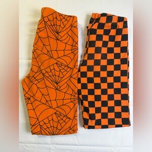Orange and Black Patterned Cat and Jack Halloween Leggings- Sizes 6-7/8